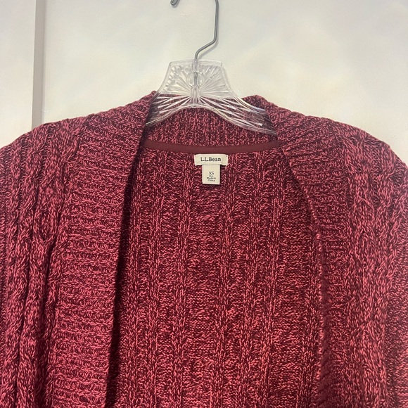 LL Bean Women’s Open Front long Line Chenille Cardigan size XS Burgundy - Picture 10 of 12